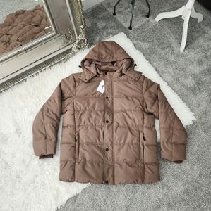 GGleaf Men's Hooded Winter Coat Warm Puffer Jacket. Removable Hood.  Khaki. Size